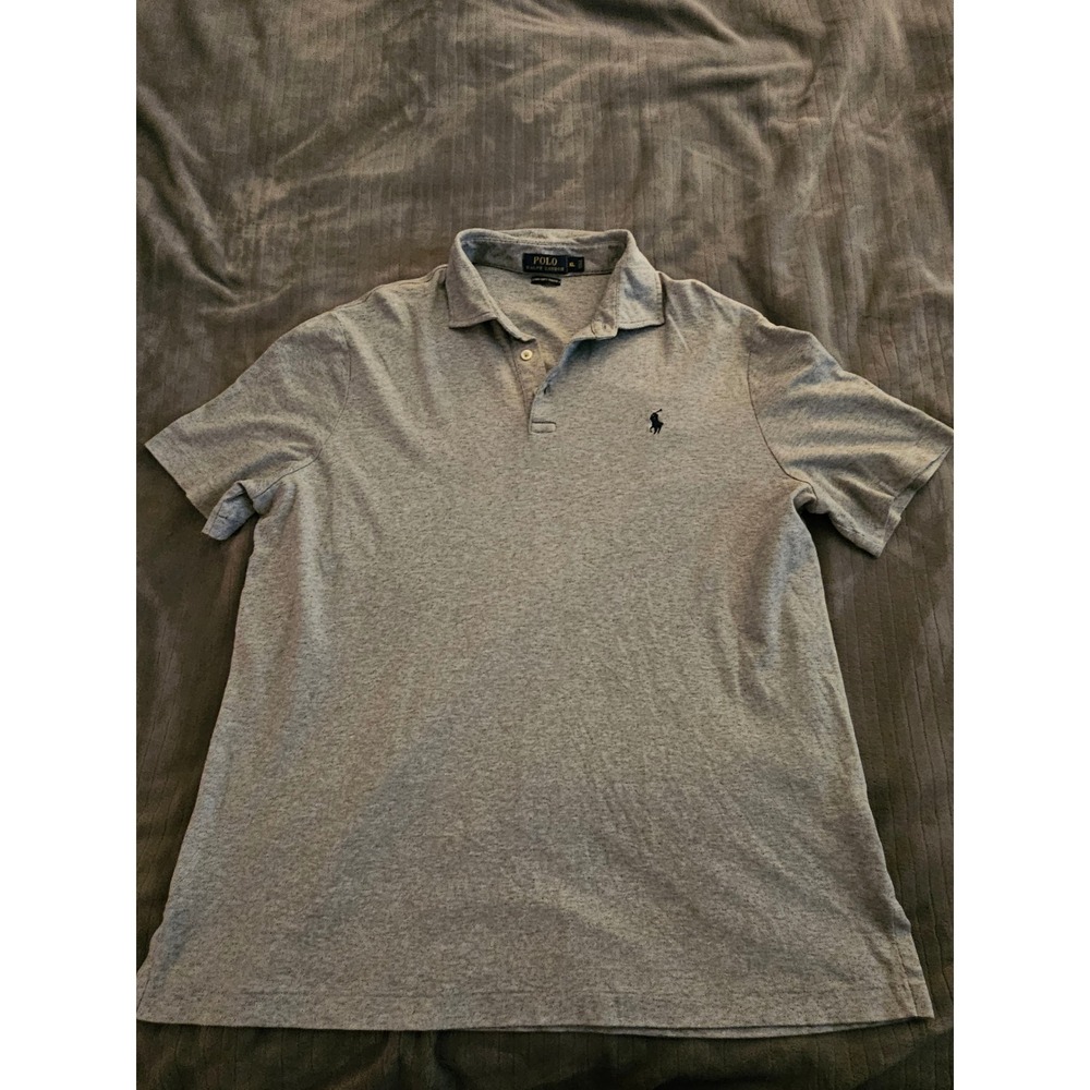 Polo Ralph Lauren Mens XL Pima Soft Touch Polo Shirt Heather Grey Short Sleeve